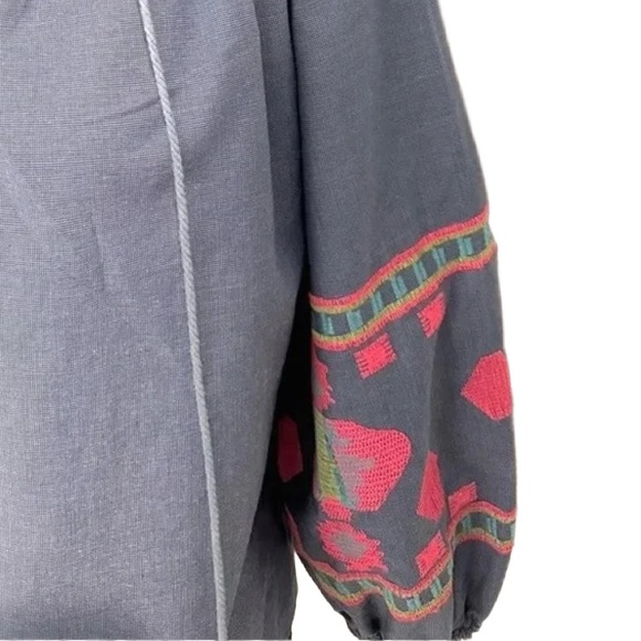 REBELLION ~ Women’s loose fit 3/4 elastic sleeves BOHO top w/tassels size L - Picture 5 of 7